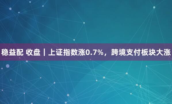 稳益配 收盘|上证指数涨0.7%,跨境支付板块大涨