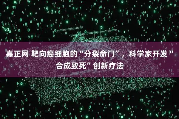 嘉正网 靶向癌细胞的“分裂命门”，科学家开发“合成致死”创新疗法